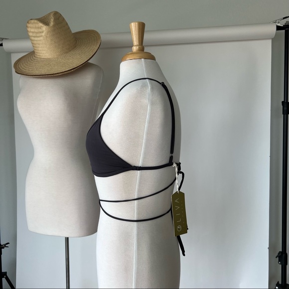 DARK GREY NWT WAIST WRAPPED BIKINI TOP - Picture 3 of 8